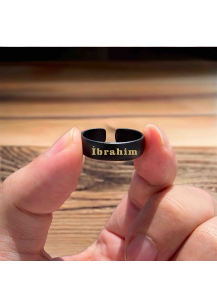 Ibrahim İsmi Kazma Erkek Pırınç Kaplama Yüzük