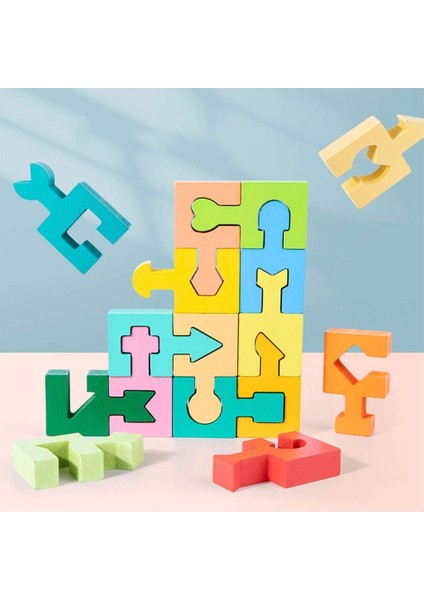 Ahşap Çocuk Tetris Renkli Puzzle Bebek Tetris Oyunu Eğitici Oyuncaklar (Yurt Dışından)