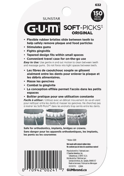 Gum Soft Picks Diş Arası Temizleme Arayüz Fırçası Kürdan 150 Adet