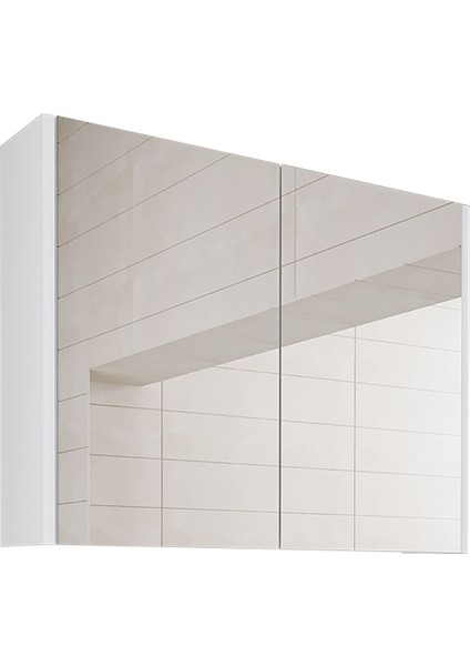 Banos Banyo Kulpsuz Tek Kapaklı Mat Beyaz Mdf 80 Cm Aynalı Banyo Üst Dolabı