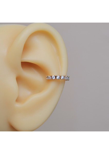 Ince Taşlı Earcuff Taşlı Sıkıştırma Kıkırdak Küpesi modelleri