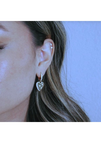 Tektaş Çelik Piercing Tragus Helix Kıkırdak Conch Gümüş Renk 8 mm