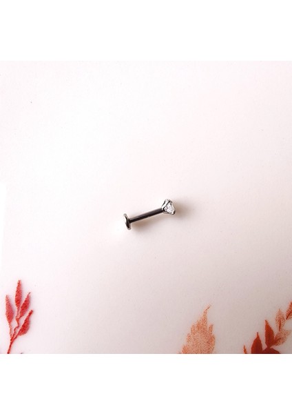 Tektaş Çelik Piercing Tragus Helix Kıkırdak Conch Gümüş Renk 8 mm