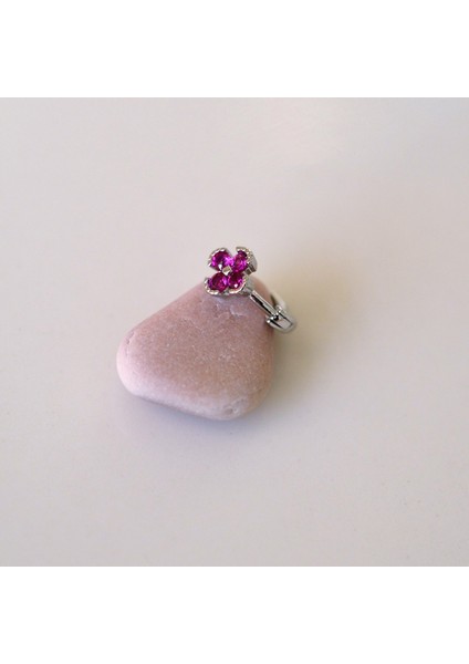 Cerrahi Çelik Pembe Çiçekli Halka Helix Piercing Kıkırdak Lob