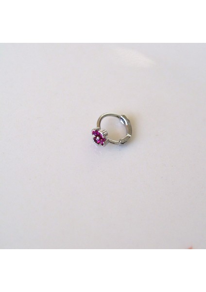 Cerrahi Çelik Pembe Çiçekli Halka Helix Piercing Kıkırdak Lob