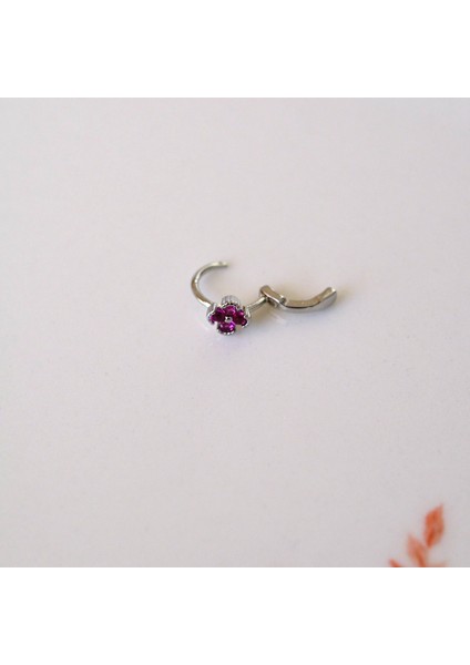 Cerrahi Çelik Pembe Çiçekli Halka Helix Piercing Kıkırdak Lob