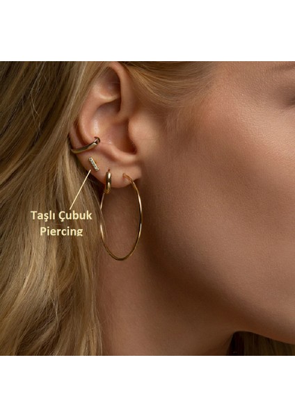 Cerrahi Çelik Düz Çubuk Tragus Piercing Helix Kıkırdak Anti Helix Gold Renk