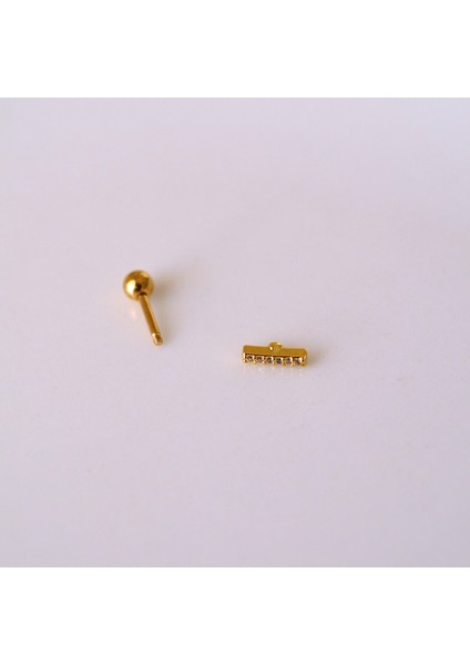 Cerrahi Çelik Düz Çubuk Tragus Piercing Helix Kıkırdak Anti Helix Gold Renk