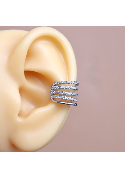 Çoklu Earcuff Gümüş Renkli Sıkıştırmalı Kıkırdak Küpesi
