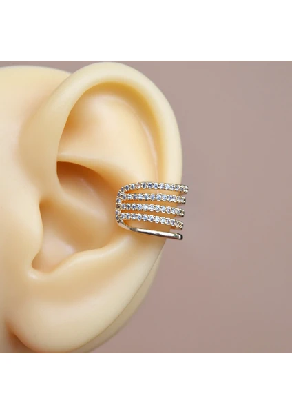 Çoklu Earcuff Gold Renkli Sıkıştırmalı Kıkırdak Küpesi