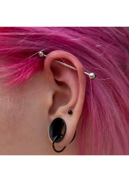 Cerrahi Çelik Top Piercing Tragus Helix Lob Conch Kııkırdak 8 mm Siyah Renk