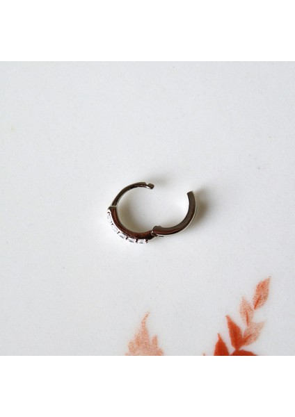 Silver Taşlı Halka Piercing Tragus Helix Daith Anti Tragus Kıkırdak