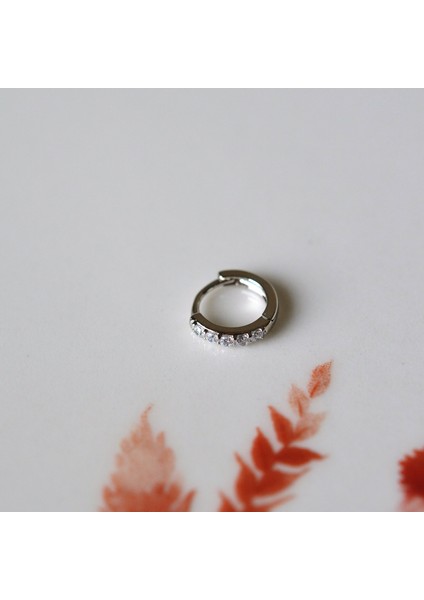 Silver Taşlı Halka Piercing Tragus Helix Daith Anti Tragus Kıkırdak