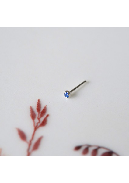 925 Ayar Gümüş Parlamet Mavi Taşlı Hızma Burun Piercing fiyatları