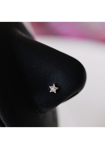 925 Ayar Gümüş Çiçek Hızma Burun Piercing