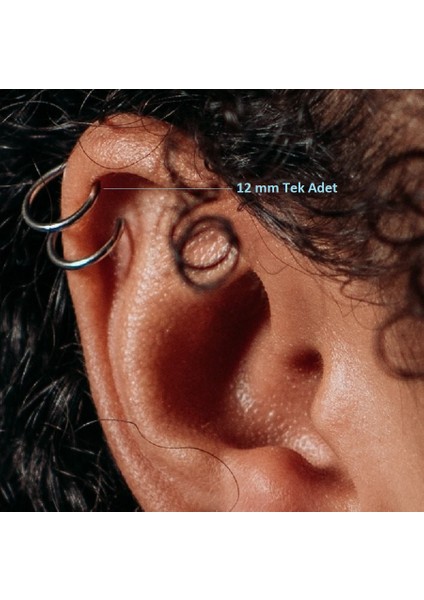 12 mm Silver Cerrahi Çelik Düz Halka Helix Piercing Lob Kıkırdak Rook Daith Conch