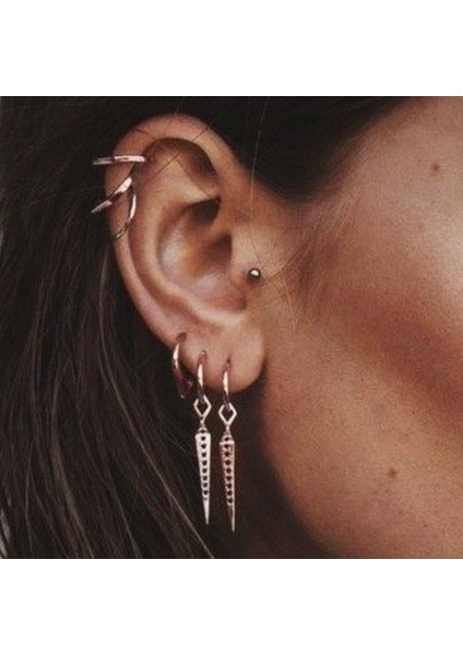 12 mm Silver Cerrahi Çelik Düz Halka Helix Piercing Lob Kıkırdak Rook Daith Conch indirimleri