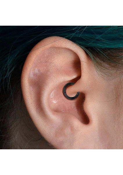 6 mm Siyah Cerrahi Çelik Düz Halka Tragus Piercing Helix Kıkırdak Rook Daith