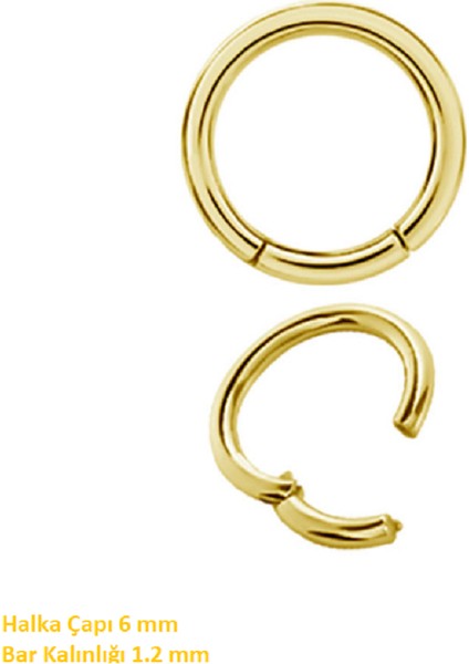 6 mm Gold Cerrahi Çelik Düz Halka Tragus Piercing Helix Kıkırdak Rook Daith fiyatları