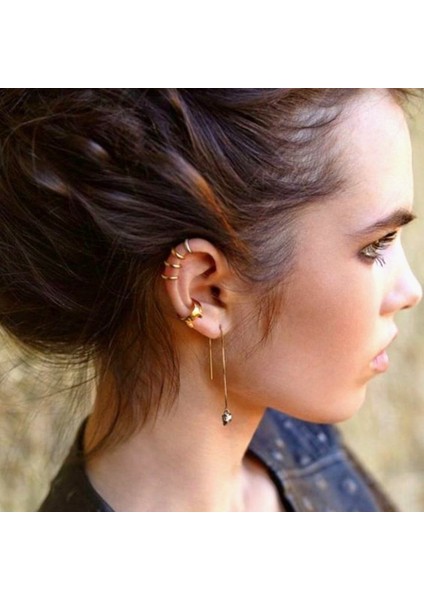 6 mm Gold Cerrahi Çelik Düz Halka Tragus Piercing Helix Kıkırdak Rook Daith modelleri