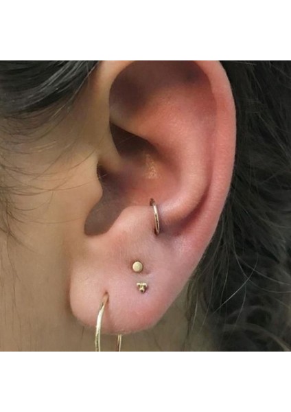 6 mm Gold Cerrahi Çelik Düz Halka Tragus Piercing Helix Kıkırdak Rook Daith indirimleri