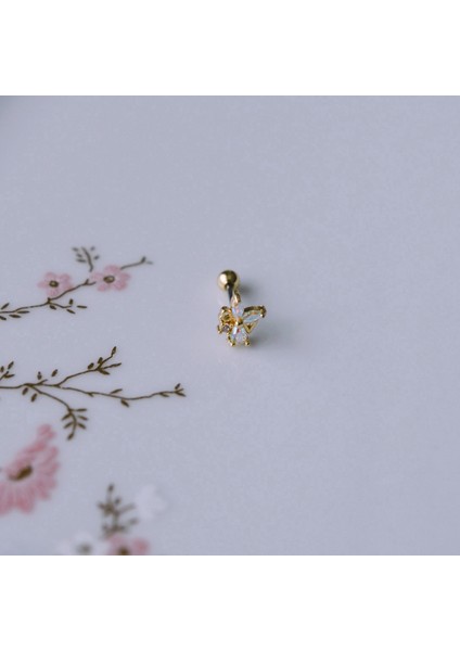 Hologram Çiçek Helix Piercing Kıkırdak Cerrahi Çelik Gold Renk fiyatları