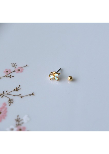 Hologram Çiçek Helix Piercing Kıkırdak Cerrahi Çelik Gold Renk fırsatları