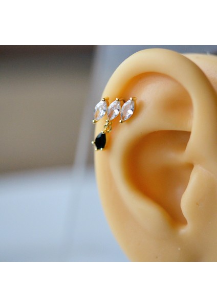 Taş Sallantılı Helix Piercing Kıkırdak Cerrahi Çelik Gold Renk
