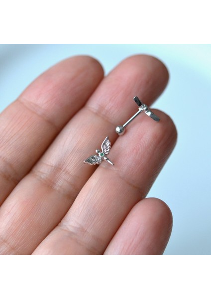 Anka Kuşu Helix Piercing Kıkırdak Cerrahi Çelik Gümüş Renk