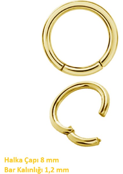 8 mm Gold Cerrahi Çelik Düz Halka Tragus Piercing Helix Kıkırdak Rook Daith Dudak Burun fiyatları