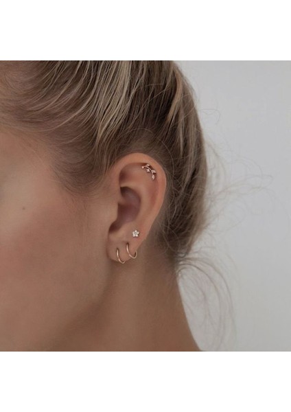 8 mm Gold Cerrahi Çelik Düz Halka Tragus Piercing Helix Kıkırdak Rook Daith Dudak Burun indirimleri