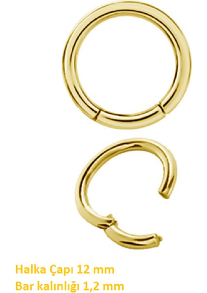 12 mm Gold Cerrahi Çelik Düz Halka Helix Piercing Lob Kıkırdak Rook Daith Conch fiyatları