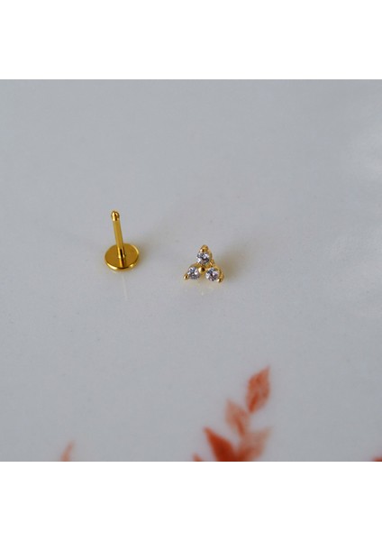 Cerrahi Çelik Mini Üçtaş Tragus Piercing Helix Kıkırdak Gold Renk fırsatları