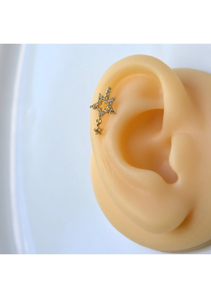 Cerrahi Çelik Yıldız Helix Piercing Kıkırdak Gold Renk