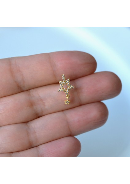 Cerrahi Çelik Yıldız Helix Piercing Kıkırdak Gold Renk fiyatları
