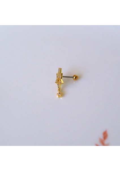 Cerrahi Çelik Yıldız Helix Piercing Kıkırdak Gold Renk indirimleri