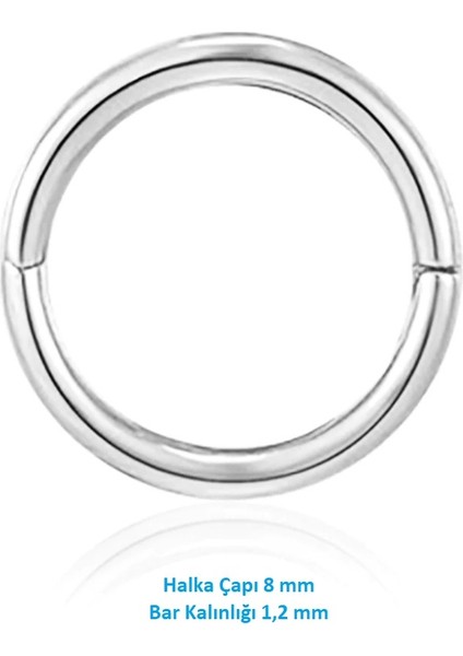 8 mm Silver Cerrahi Çelik Düz Halka Tragus Piercing Helix Kıkırdak Rook Daith fiyatları