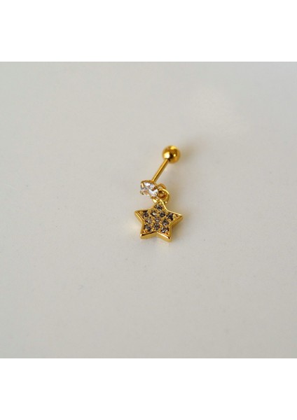 Cerrahi Çelik Yıldız Sallantılı Piercing Helix Kıkırdak Gold Renk modelleri