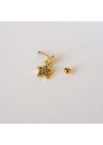 Cerrahi Çelik Yıldız Sallantılı Piercing Helix Kıkırdak Gold Renk fırsatları