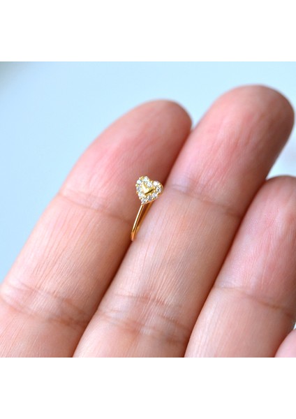 Gold Renkli Gümüş Delik Gerektirmeyen Sıkıştırmalı Kalp Hızma