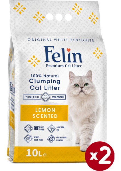 Limon Kokulu Topaklanan İnce Taneli Kedi Kumu 10lx2
