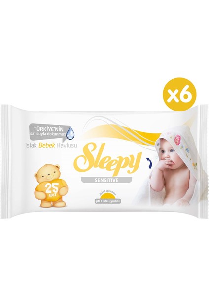 Sensitive Islak Bebek Havlusu 6 x 25 150 Yaprak fiyatları