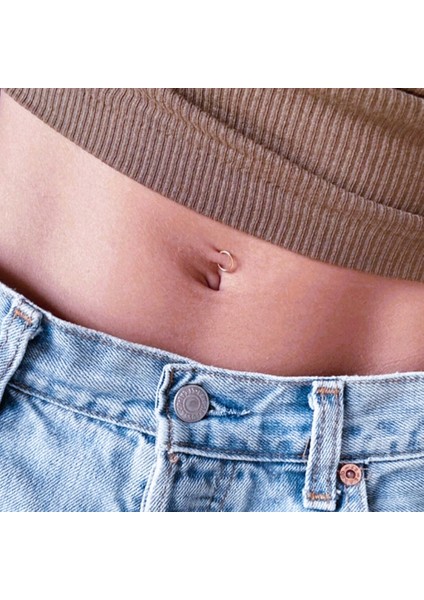 Gümüş Renk 316 L Çelik Küçük Düz Halka Göbek Piercingi 8 mm