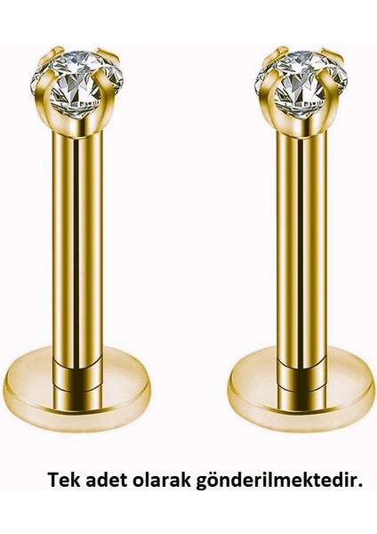 Mini Tektaş Cerrahi Çelik Piercing Tragus Helix Kıkırdak Conch Gold Renk 8 mm fiyatları
