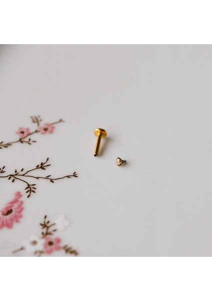 Mini Tektaş Cerrahi Çelik Piercing Tragus Helix Kıkırdak Conch Gold Renk 8 mm modelleri