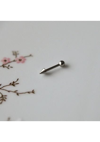 Cerrahi Çelik Sivri Uçlu Tragus Piercing Helix Kıkırdak 8 mm Gümüş Renk Arkası Toplu fiyatları