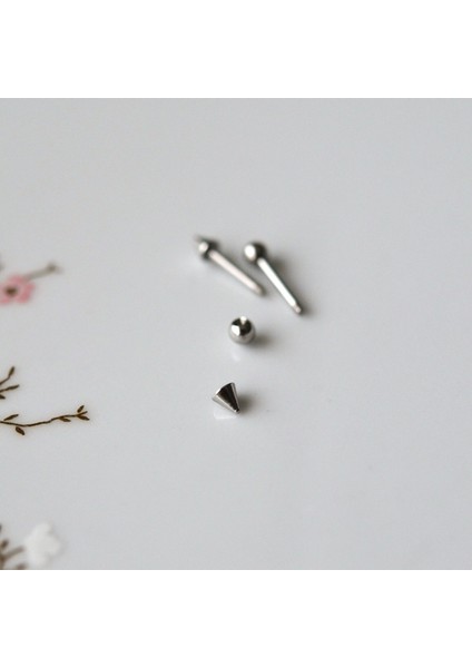 Cerrahi Çelik Sivri Uçlu Tragus Piercing Helix Kıkırdak 8 mm Gümüş Renk Arkası Toplu fırsatları