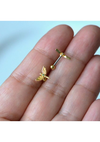 Anka Kuşu Helix Piercing Kıkırdak Cerrahi Çelik Gold Renk