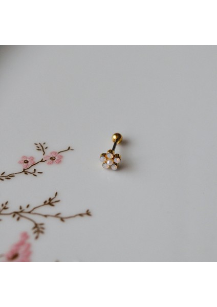 Çiçekli Helix Piercing Kıkırdak Cerrahi Çelik Gold Renk fiyatları