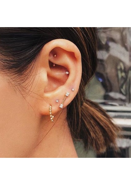 6 mm Cerrahi Çelik Gold Renkli Iki Ucu Top Piercing Tragus Helix Conch Lob Daith fırsatları